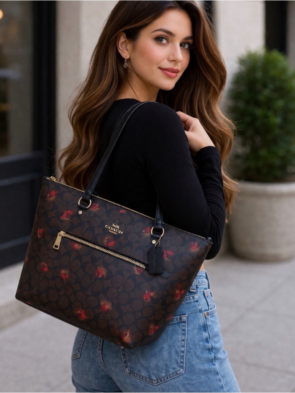 Coach Brown and Black Tote Bag